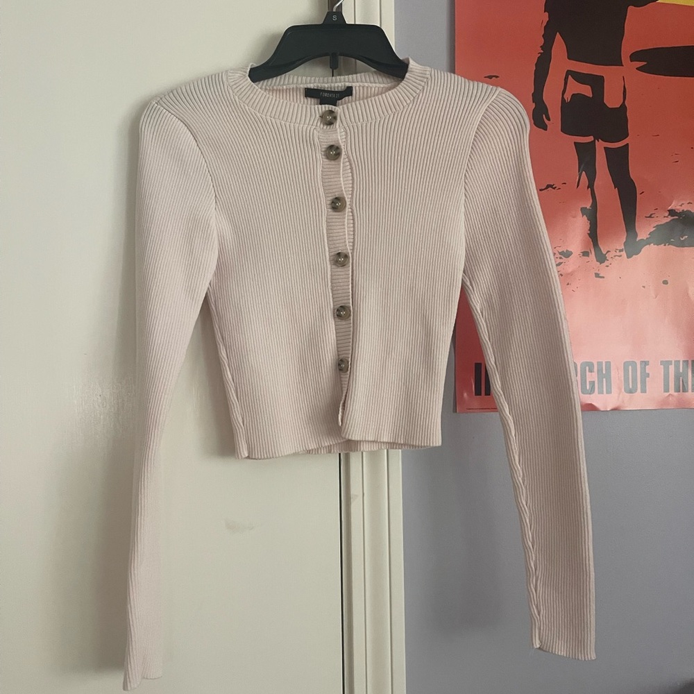 long sleeve button up shirt, Forever21, never been worn, small, cream color